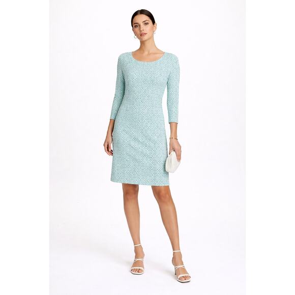 J. McLaughlin Dresses & Skirts - J. McLaughlin Mini Dress Size XS Catalina Cloth Nylon 3/4 Sleeve White Green